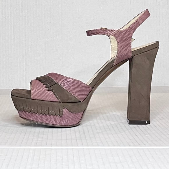 OL’AUTRECHOSE Chunky Leather Platform Heels - Picture 6 of 12